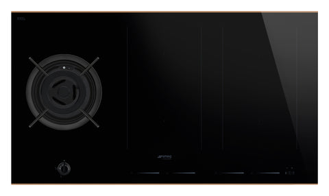 SMEG Dolce Stil Novo Hybrid Cooktop 90cm (1 Wok Gas Burner + 4 Zone Induction)