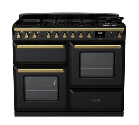 Falcon ESTEL DELUXE 110CM DUAL FUEL FREESTANDING COOKER ANTIQUE BRASS PROVING