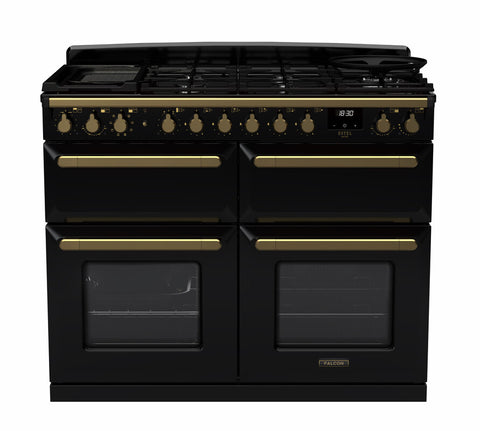 Falcon ESTEL DELUXE 110CM DUAL FUEL FREESTANDING COOKER ANTIQUE BRASS SLOW COOK