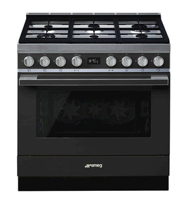 SMEG 90CM PORTOFINO PYROLYTIC FREESTANDING OVEN WITH GAS COOKTOP ANTHRACIT