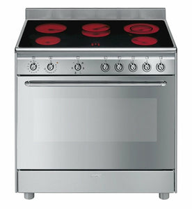 SMEG 90CM STAINLESS STEEL FREESTANDING OVEN WITH CERAMIC TOP