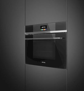 SMEG 45CM LINEA BLACK MICROWAVE CONVECTION HALF OVEN