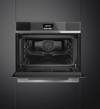 Load image into Gallery viewer, SMEG 45CM LINEA BLACK MICROWAVE CONVECTION HALF OVEN

